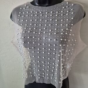 Mesh Rhinestone Pearl Blush Fairy Top L